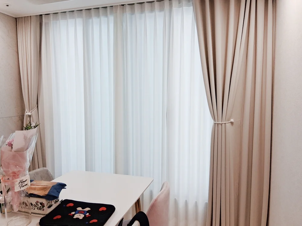 송도커튼 인천커튼 거실이중커튼